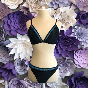 Black bikini with blue detail